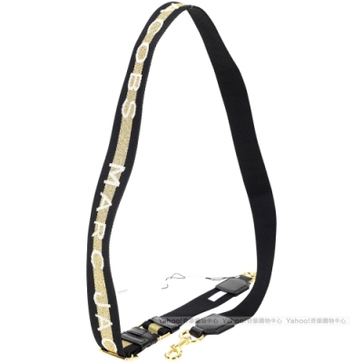 MARC JACOBS Webbing Strap 窄版撞色字母織紋背帶(黑金色)