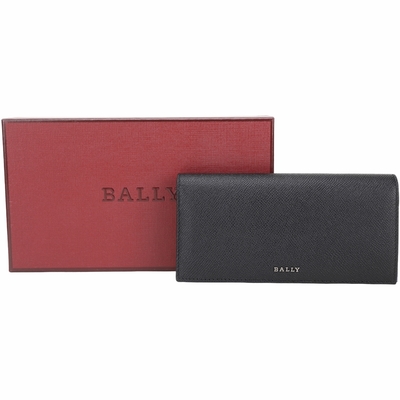 BALLY BALIRO.ES 拼色襯裡牛皮對折長夾(黑x藍色)