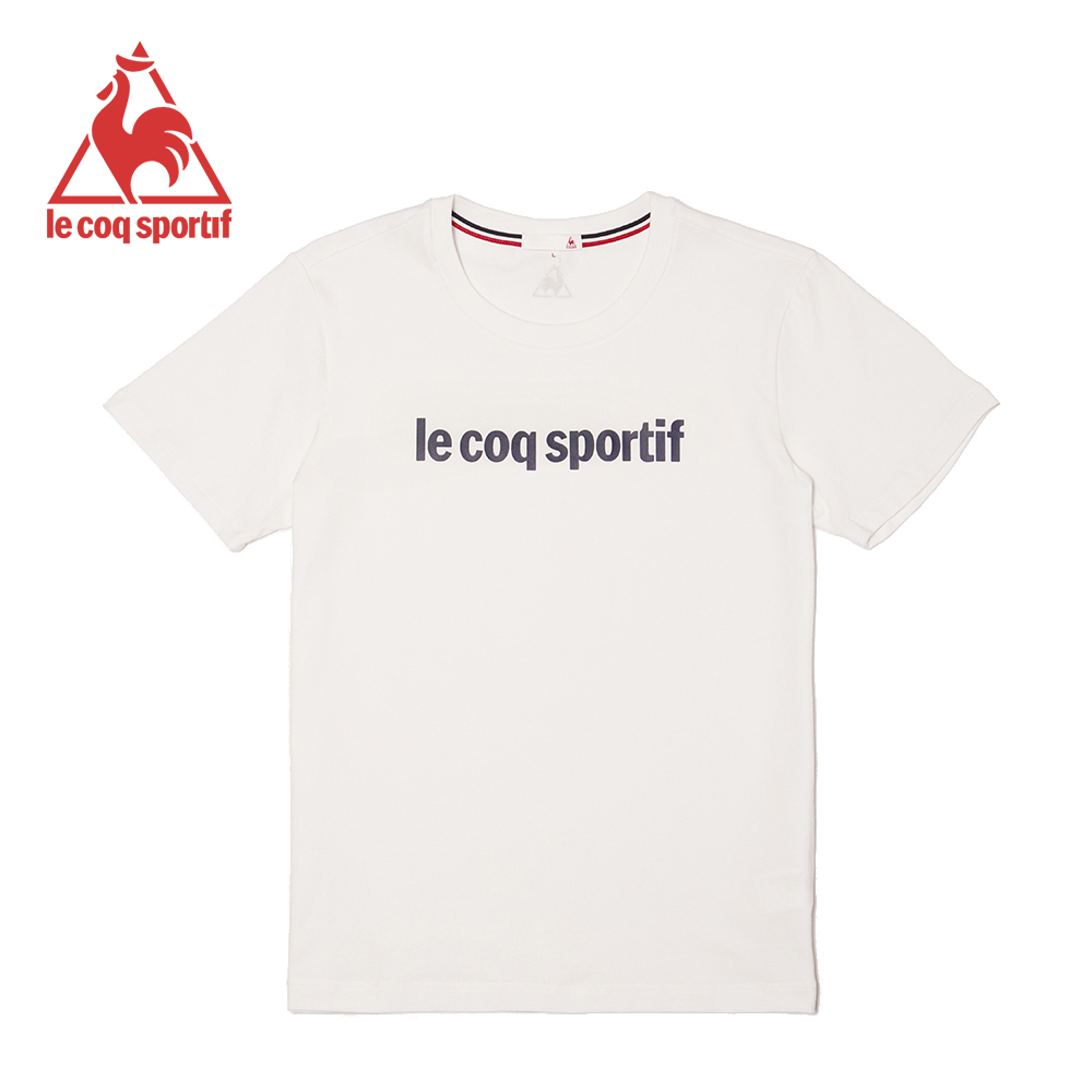 le coq sportif 法國公雞牌經典文字LOGO圓領短袖T恤 男女-白