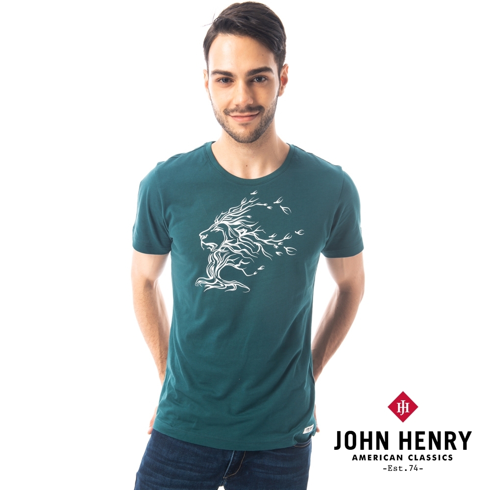 【JOHN HENRY】獅子圖騰造型短袖T恤(二色)