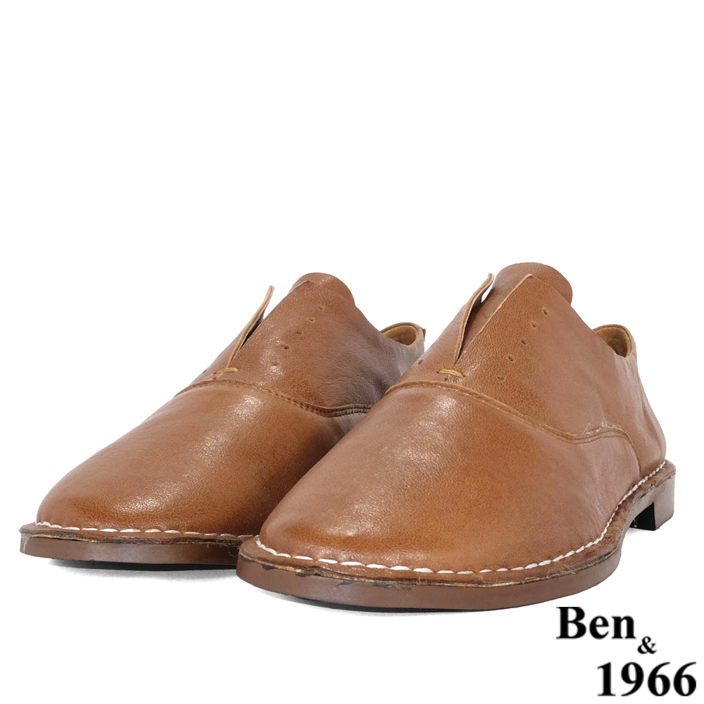 Ben&1966高級頭層植鞣羊皮經典休閒鞋-棕(206052)