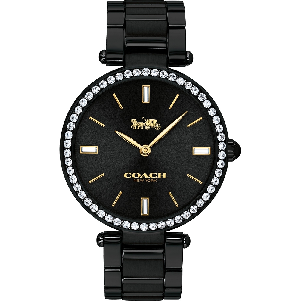 Coach 紐約  晶鑽時尚精品手錶(CO14503421)-黑/34mm