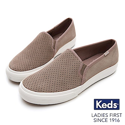 Keds 麂皮沖孔休閒便鞋-褐色