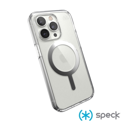 Speck iPhone 14 Pro Presidio Perfect-Clear MagSafe 銀色磁吸透明防摔殼