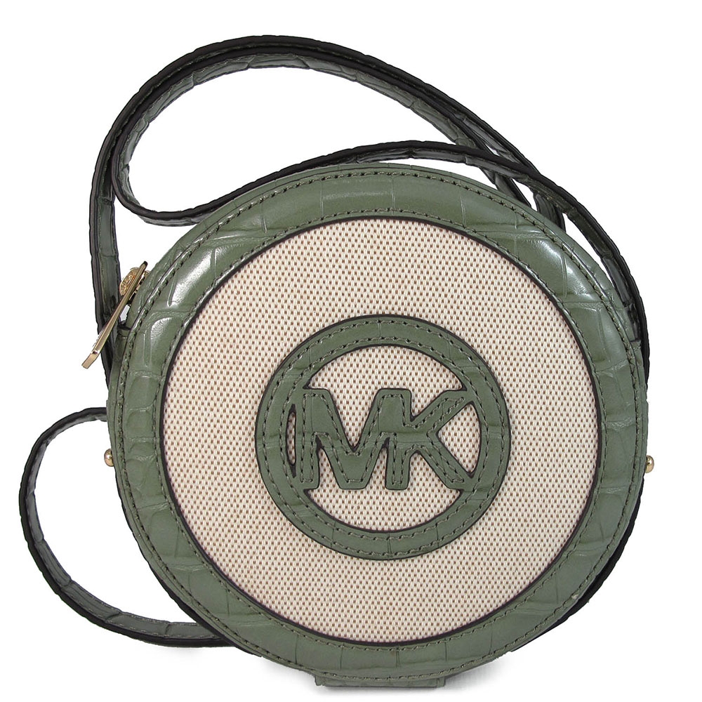 MICHAEL KORS Aidy 大MK Logo異材質拼接小圓餅斜背包(軍綠色-小) | 斜背包/鍊帶包| Yahoo奇摩購物中心