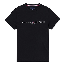 TOMMY 熱銷刺繡1985文字Logo圖案短袖T恤-黑色