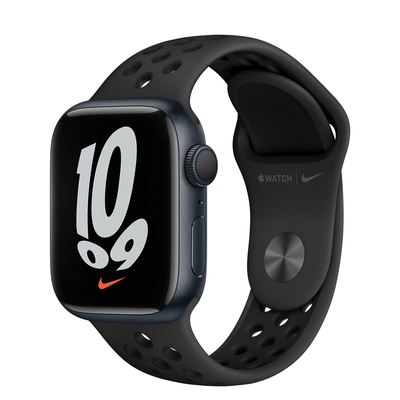 Apple Watch Nike Series 7 (GPS) 41mm 蘋果手錶午夜色鋁金屬錶殼+Anthracite黑色錶帶(MKN43TA/A)