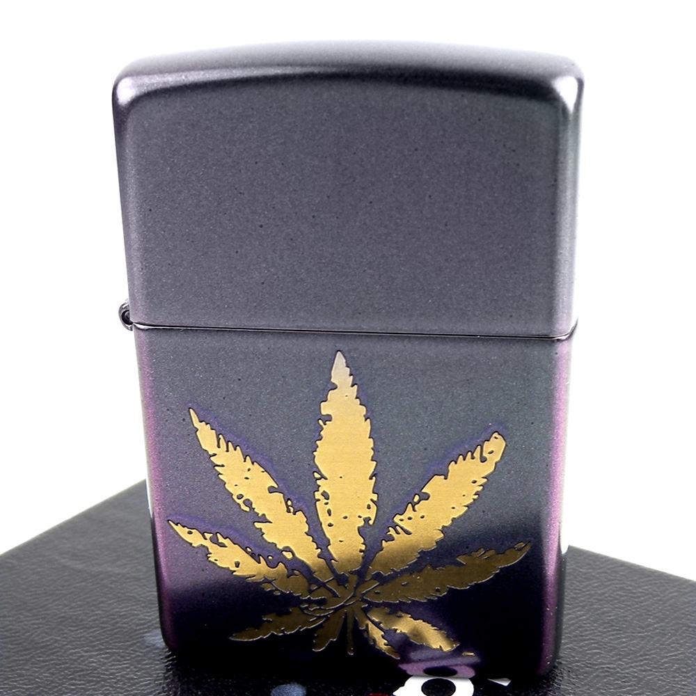 Zippo 美系 Iridescent虹彩塗裝 大麻葉圖案打火機 打火機 菸具 Yahoo奇摩購物中心