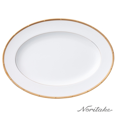 【NORITAKE】文藝復興骨瓷西式橢圓盤41.7CM(金/銀2色)