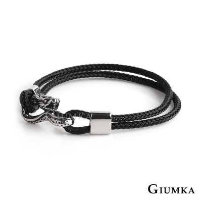 GIUMKA手環手鍊金屬鋼絲編織 白鋼中國風龍紋 個性潮流 MH08025