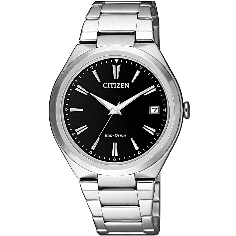 CITIZEN 星辰 簡約風格光動能女錶-黑x銀(FE6020-56F)