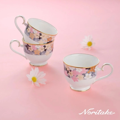 【NORITAKE】月影浮花金邊骨瓷 咖啡對杯-禮盒組