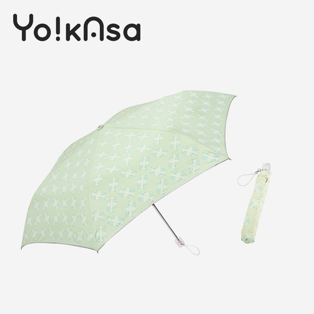 Yo!kAsa 防曬日系花漾手開折傘(淺綠)
