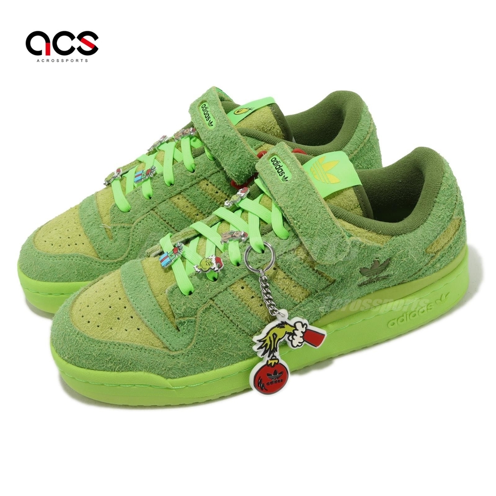 adidas 休閒鞋Forum Low The Grinch OPT1 男鞋綠鬼靈精麂皮愛迪達 