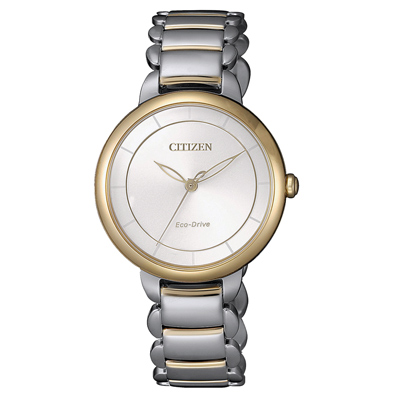 CITIZEN L 光動能時光螺旋女錶(EM0674-81A)-半金