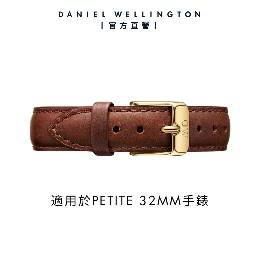 Daniel Wellington DW 錶帶 Petite St Mawes 14mm棕色真皮錶帶-香檳金