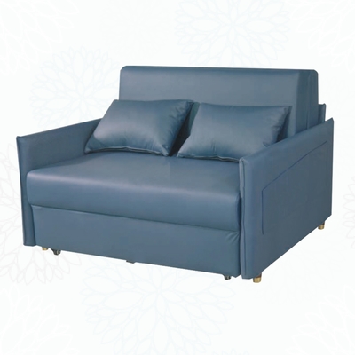 文創集 卡納藍色科技布前拉式沙發椅/沙發床-132x92x93cm免組