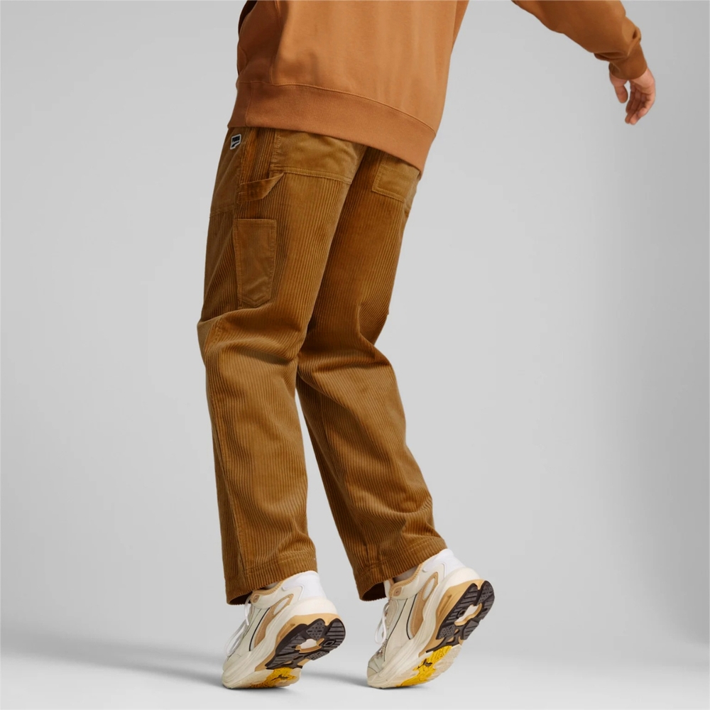 Puma 褲子Downtown Corduroy Pants 女款薑黃棕寬褲高腰寬鬆休閒燈芯絨53574874, PUMA