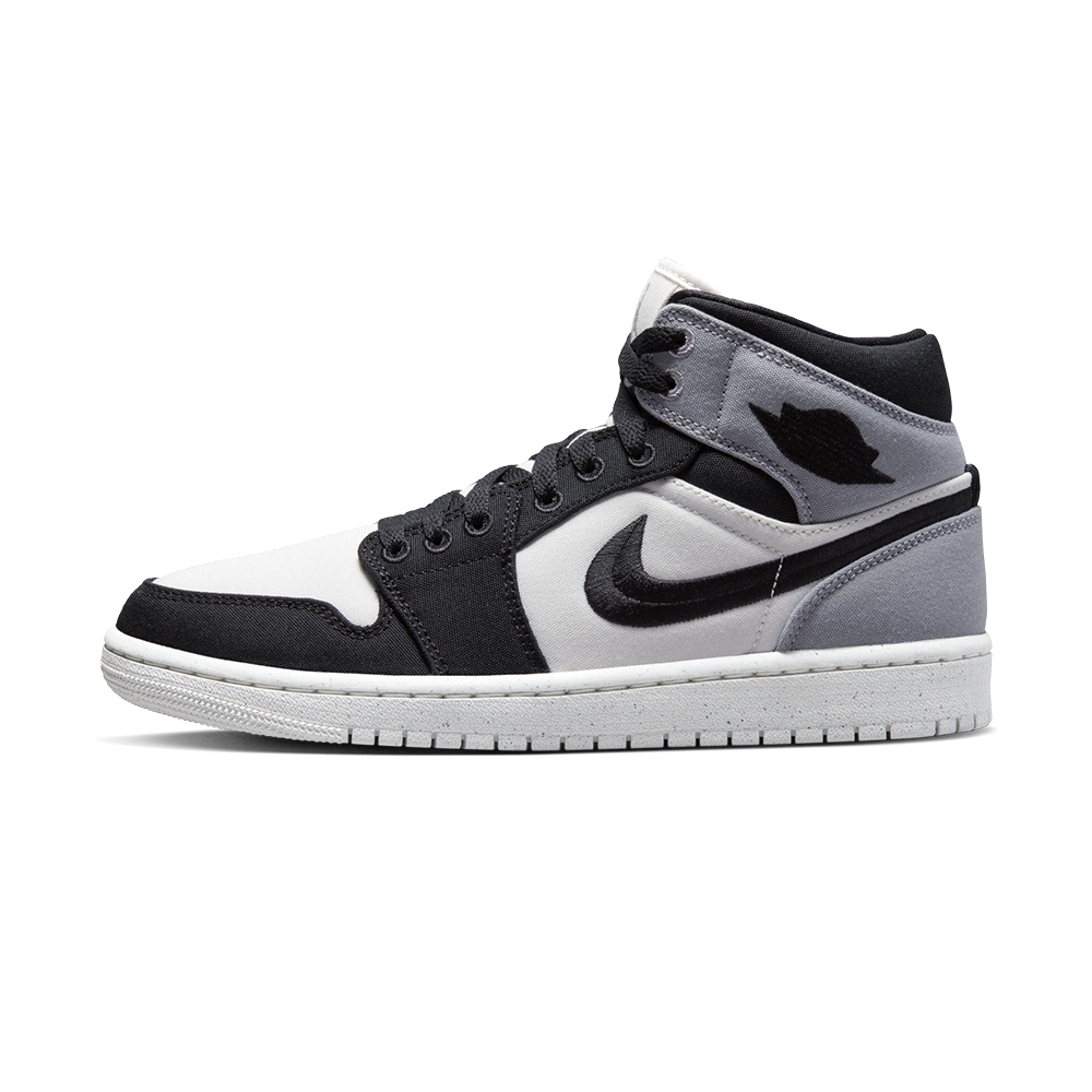 Nike W Air Jordan 1 Mid SE Canvas 女鞋黑灰色經典喬丹休閒鞋DV0427