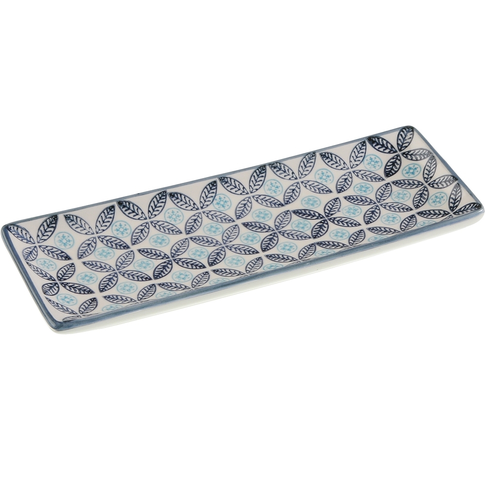 《VERSA》長方淺餐盤(圓葉藍23cm) | 餐具 器皿 盤子