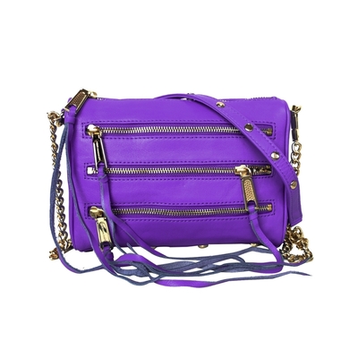 REBECCA MINKOFF MINI 5 ZIP葡萄紫色金鍊肩/斜背/手拿三用包 (展示品)