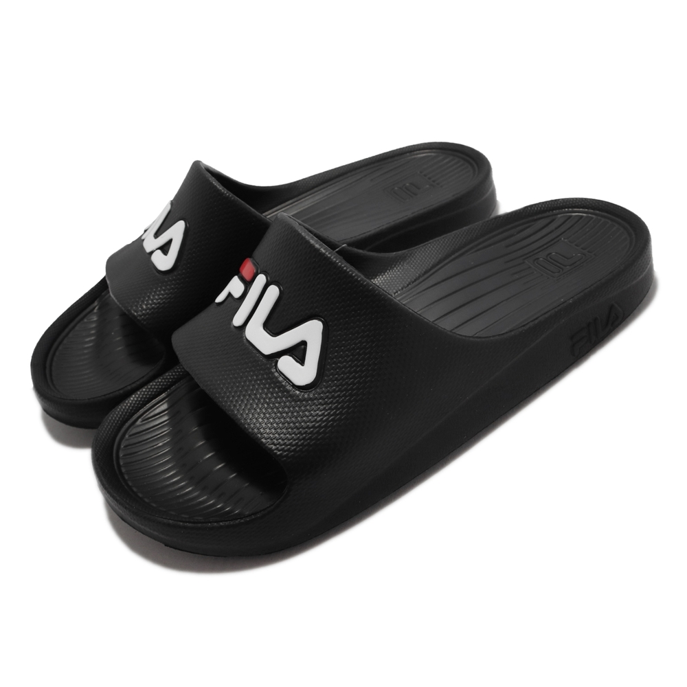 Fila 拖鞋 Sleek Slide 基本款 男女鞋 斐樂 一體式 EVA 柔軟 情侶鞋 黑 白 4S355W001