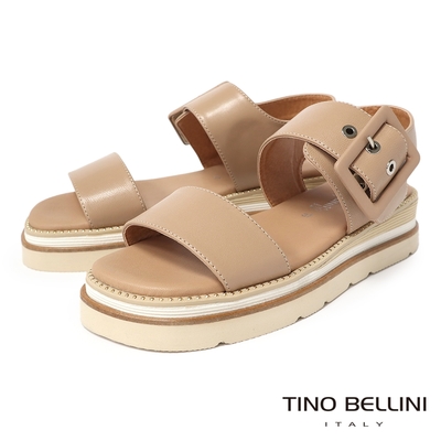TINO BELLINI 歐洲進口全真皮雙寬帶厚底涼鞋FSNT014(裸膚)