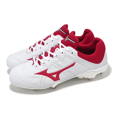 Mizuno 棒壘球鞋 Lightrevo Buddy 2 男鞋 寬楦 白 紅 皮革 抓地 運動鞋 美津濃 11GM2326-62