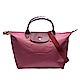 LONGCHAMP 經典Collection迷你領帶圖案短把手提/斜背包(中-無花果色) product thumbnail 1