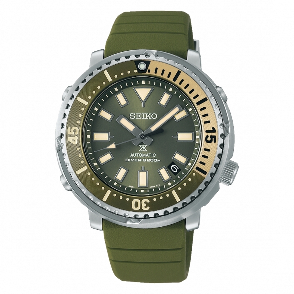 SEIKO PROSPEX 軍綠200米潛水矽膠腕錶4R35-04L0G(SRPF83K1)