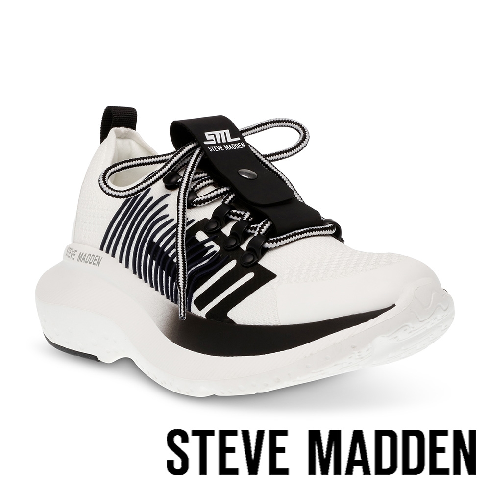 STEVE MADDEN-ELEVATE 1 綁帶厚底休閒鞋-黑白色