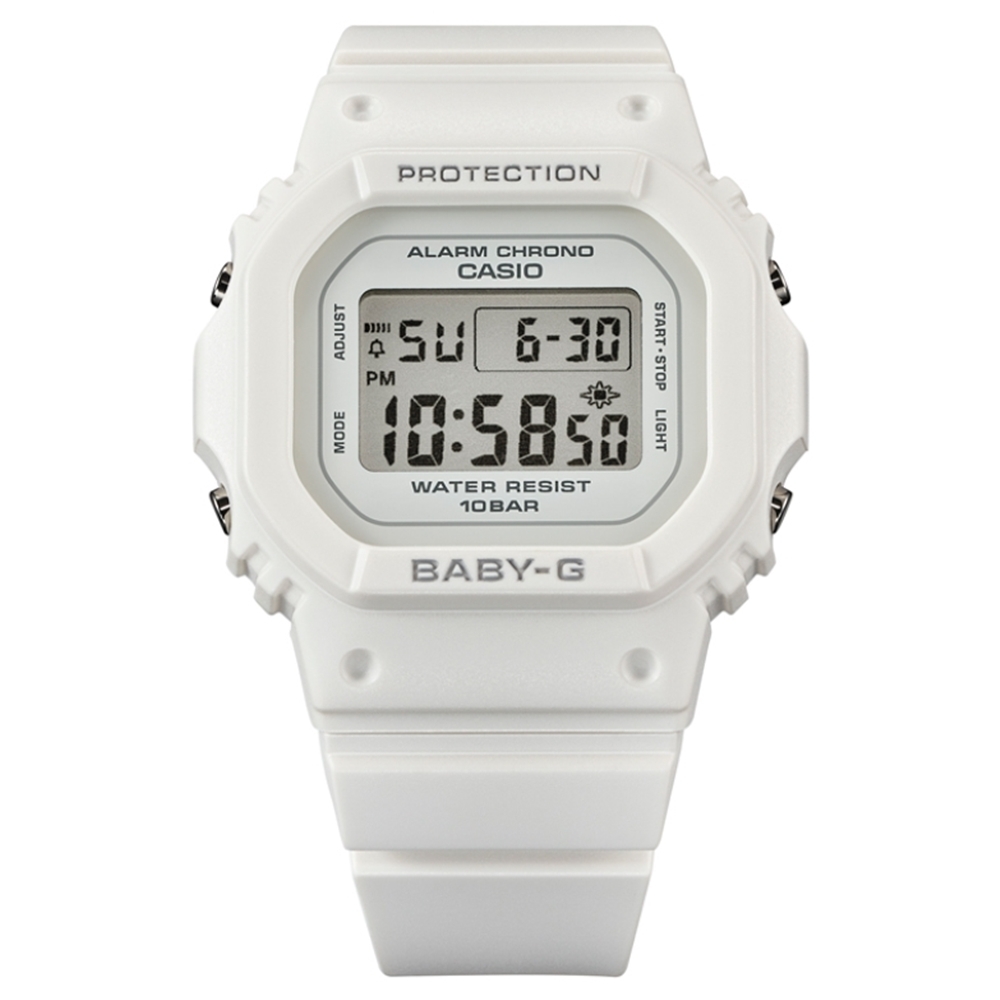 CASIO-卡西歐BABY-G 簡約輕薄耐衝擊電子腕錶白BGD-565U-7_37.9mm