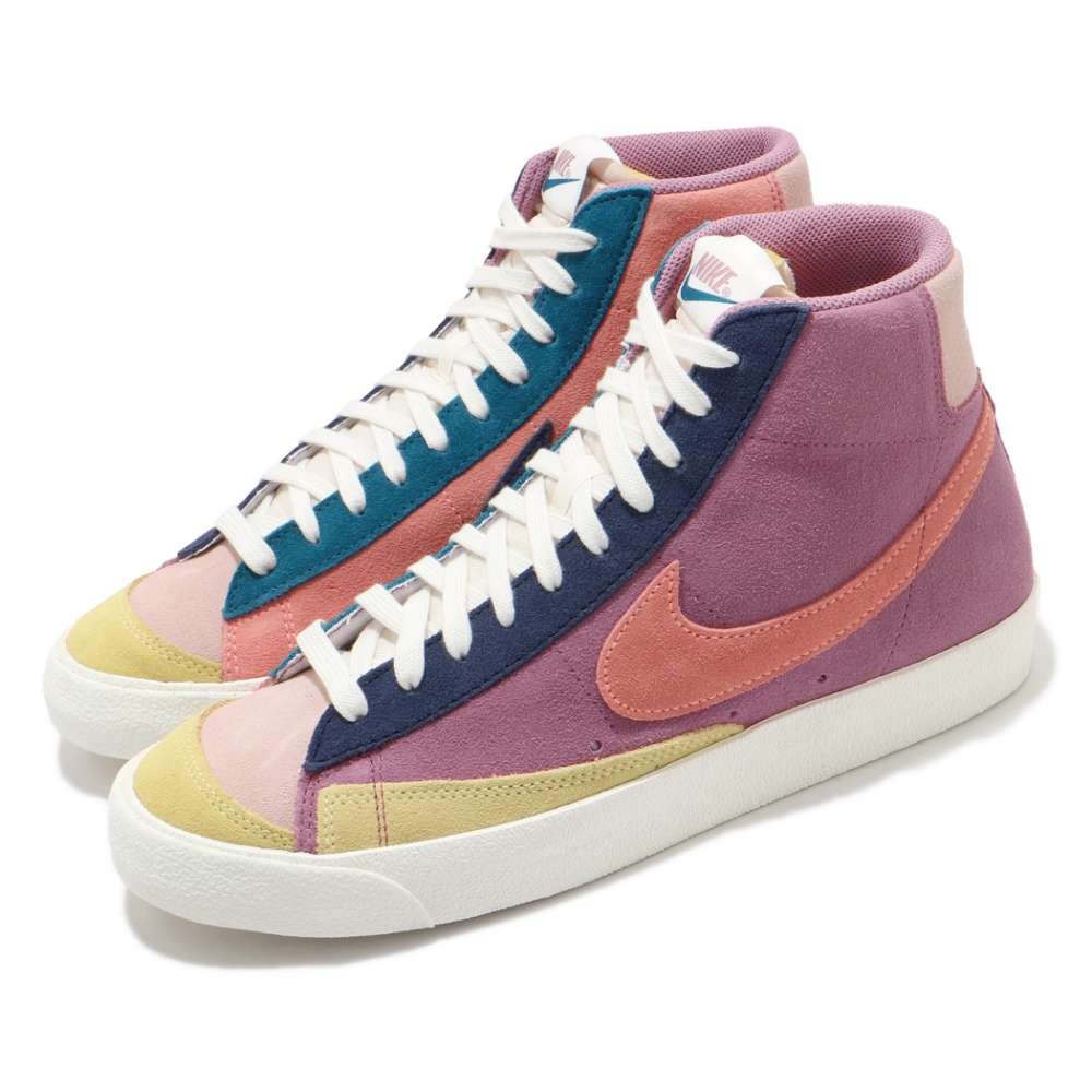 Nike 休閒鞋 Blazer Mid 77 運動 男鞋 海外限定 復古 麂皮 色塊拼接 穿搭 粉 藍 DC9179664