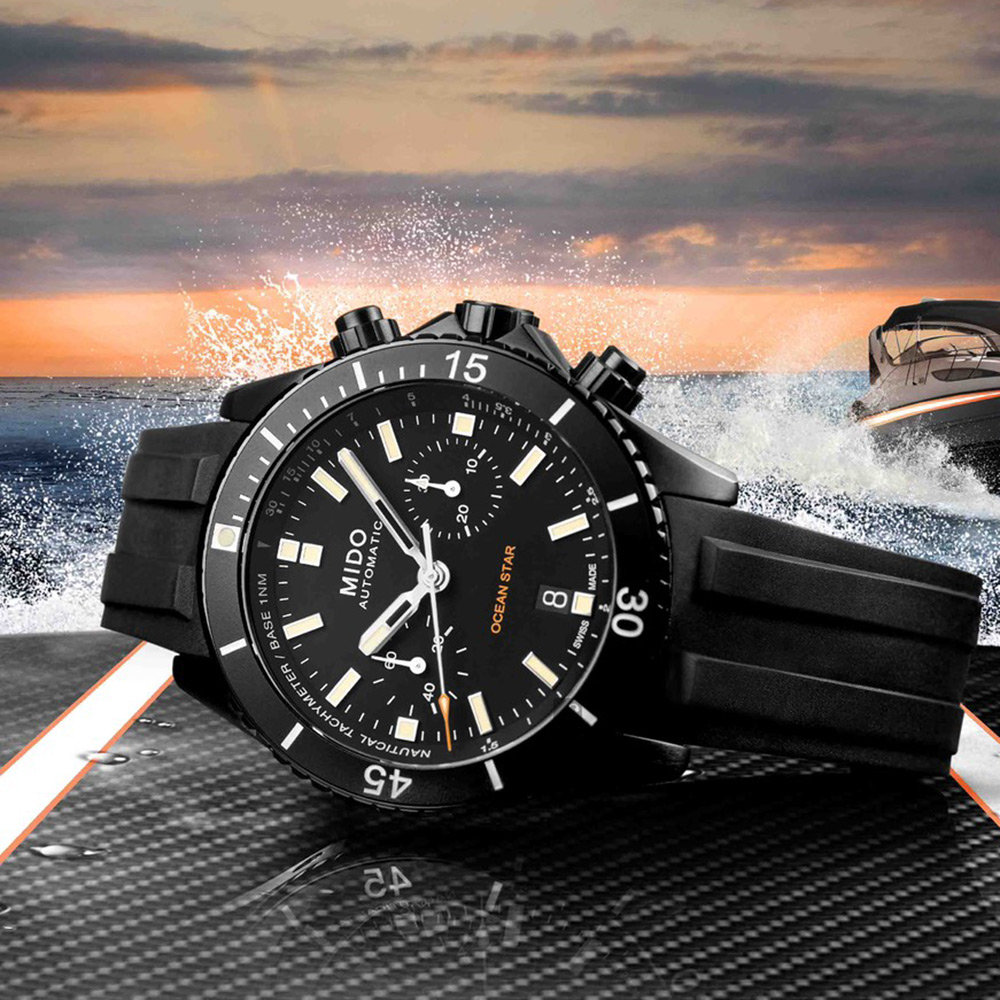 MIDO 美度 官方授權 Ocean Star 海洋之星陶瓷計時機械錶-44mm M0266273705100