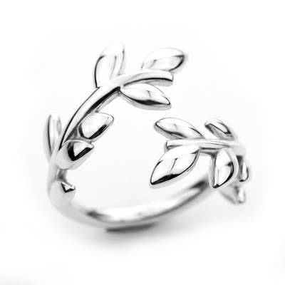 Tiffany&Co. 橄欖葉開口繞指925純銀戒指