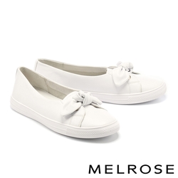 休閒鞋 MELROSE 美樂斯 簡約氣質蝴蝶結牛皮厚底休閒鞋－白