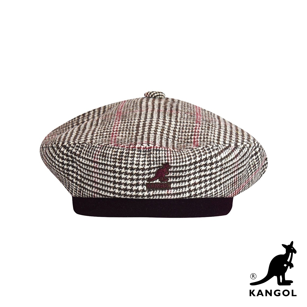 KANGOL-格紋貝蕾帽-米棕色