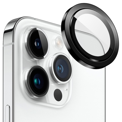 【Ayss】iPhone 14 Pro/14 Pro Max 鏡頭保護貼/鋁合金屬/全包覆式/9H硬度/AR光學/疏水疏油-3入-太空黑色