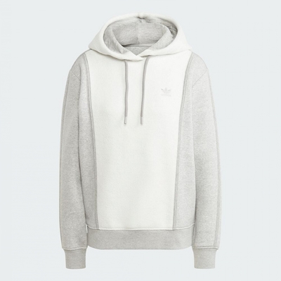 adidas 愛迪達 上衣 女款 長袖上衣 帽T 運動 三葉草 REVERSE HOODIE 白灰 II8059 (S2214)