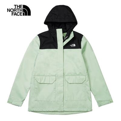 The North Face W MFO ML RAIN ZIP-IN JKT - AP女防水外套-黑綠-NF0A88RSI0G