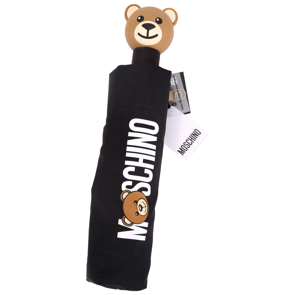 MOSCHINO Mini 黑色泰迪熊傘柄設計折疊晴雨傘(展示品) | 歐系精品包