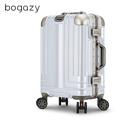 Bogazy 權傾皇者 26吋菱格紋鋁框行李箱(尊爵白)