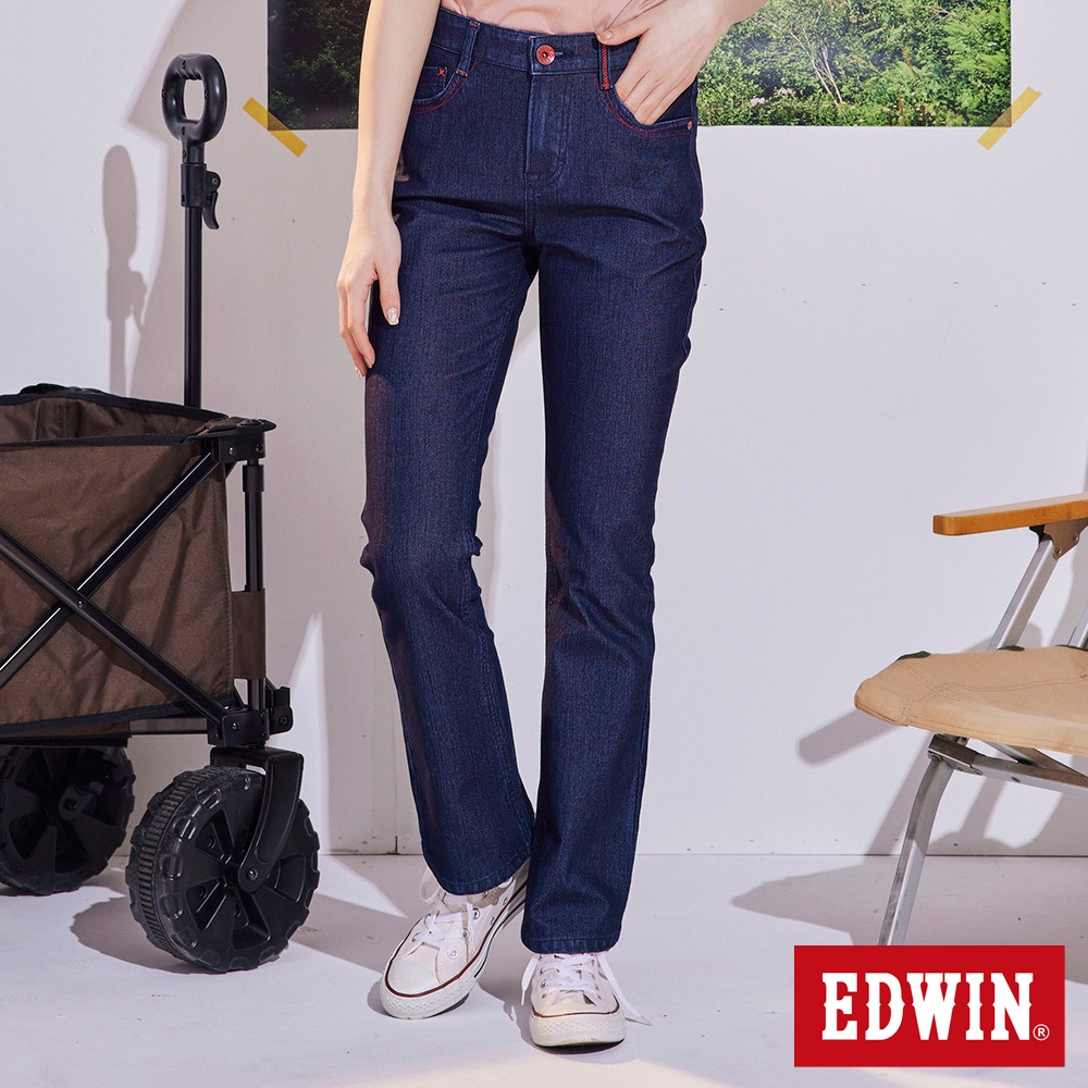 EDWIN JERSEYS 迦績 超彈靴型牛仔褲-女-原藍色