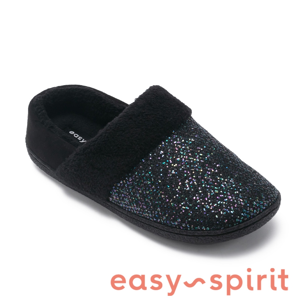 Easy Spirit - SIESTA8 閃亮保暖平底拖鞋 -黑色
