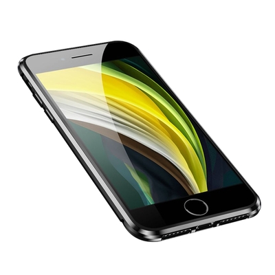 iPhone SE 2020 雙面金屬全包覆手機磁吸殼 SE2020手機保護殼 黑色款