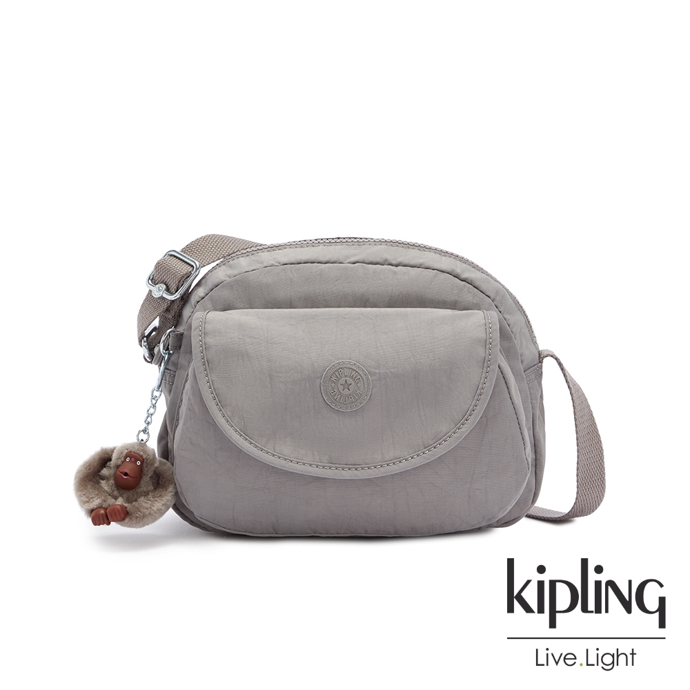 Kipling 沉穩時尚灰翻蓋側背小包-STELMA