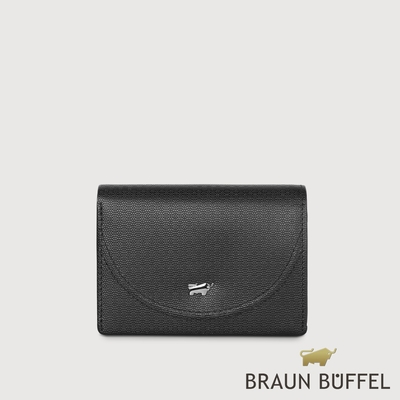 【BRAUN BUFFEL 德國小金牛】台灣總代理 欣娜-A 名片夾-黑色/BF842-141-BK