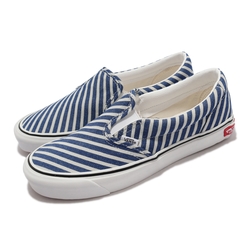 Vans 休閒鞋 Classic Slip-On T 男鞋 無鞋帶 好穿脫 懶人鞋 條紋 藍 白 VN0A4UUD2Q5