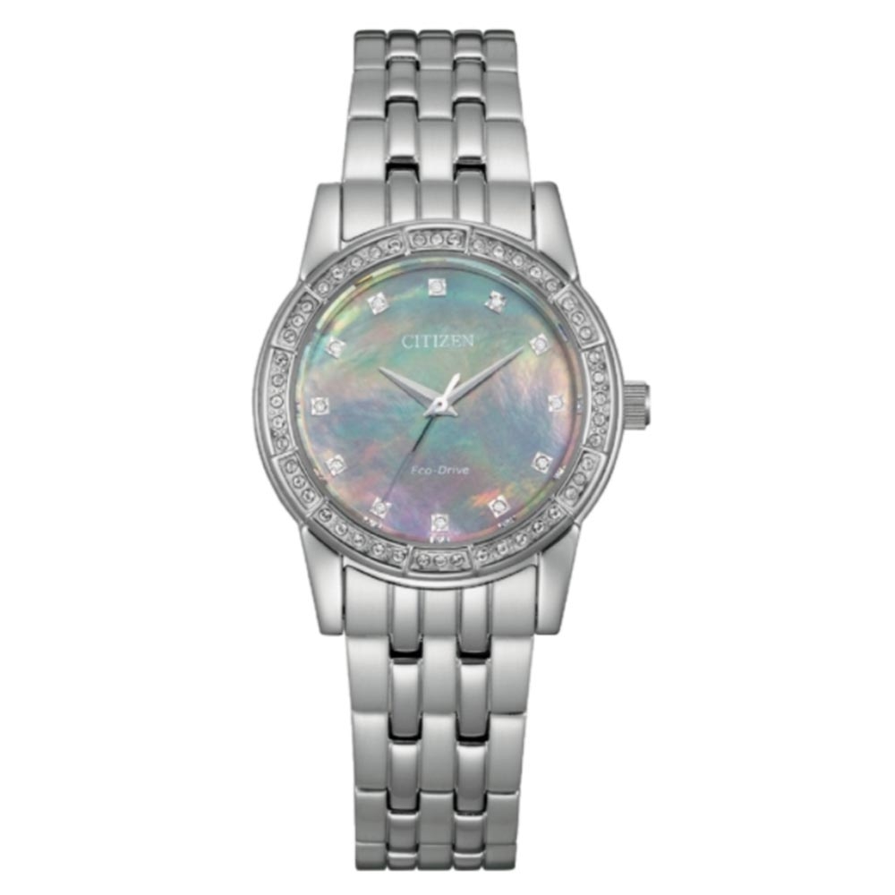 CITIZEN星辰 LADY'S系列 光動能華麗水晶腕錶 31mm/EM0770-52Y