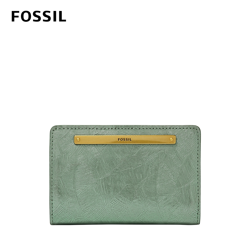 FOSSIL Liza 輕巧型真皮短夾-鼠尾草綠 SL6562839